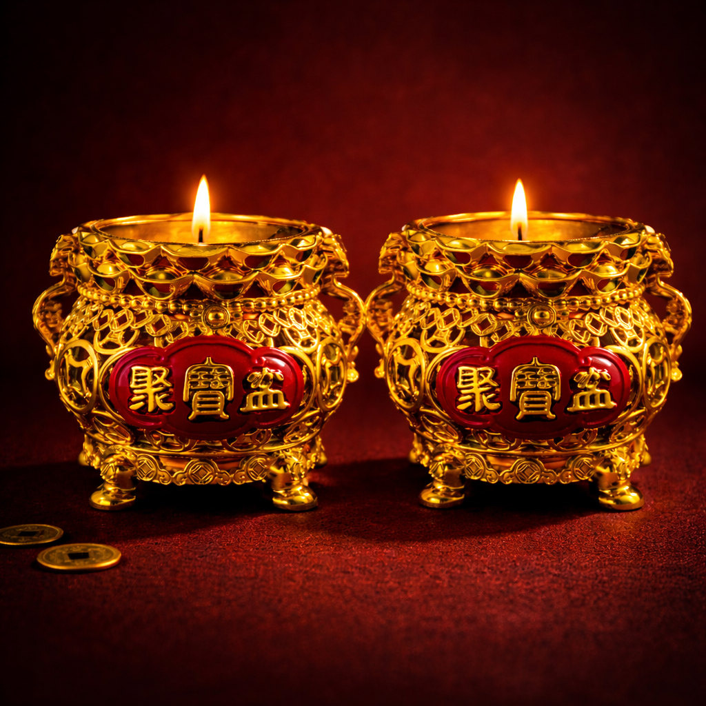福海黄金聚宝盆对烛PROSPERITY CANDLE SET